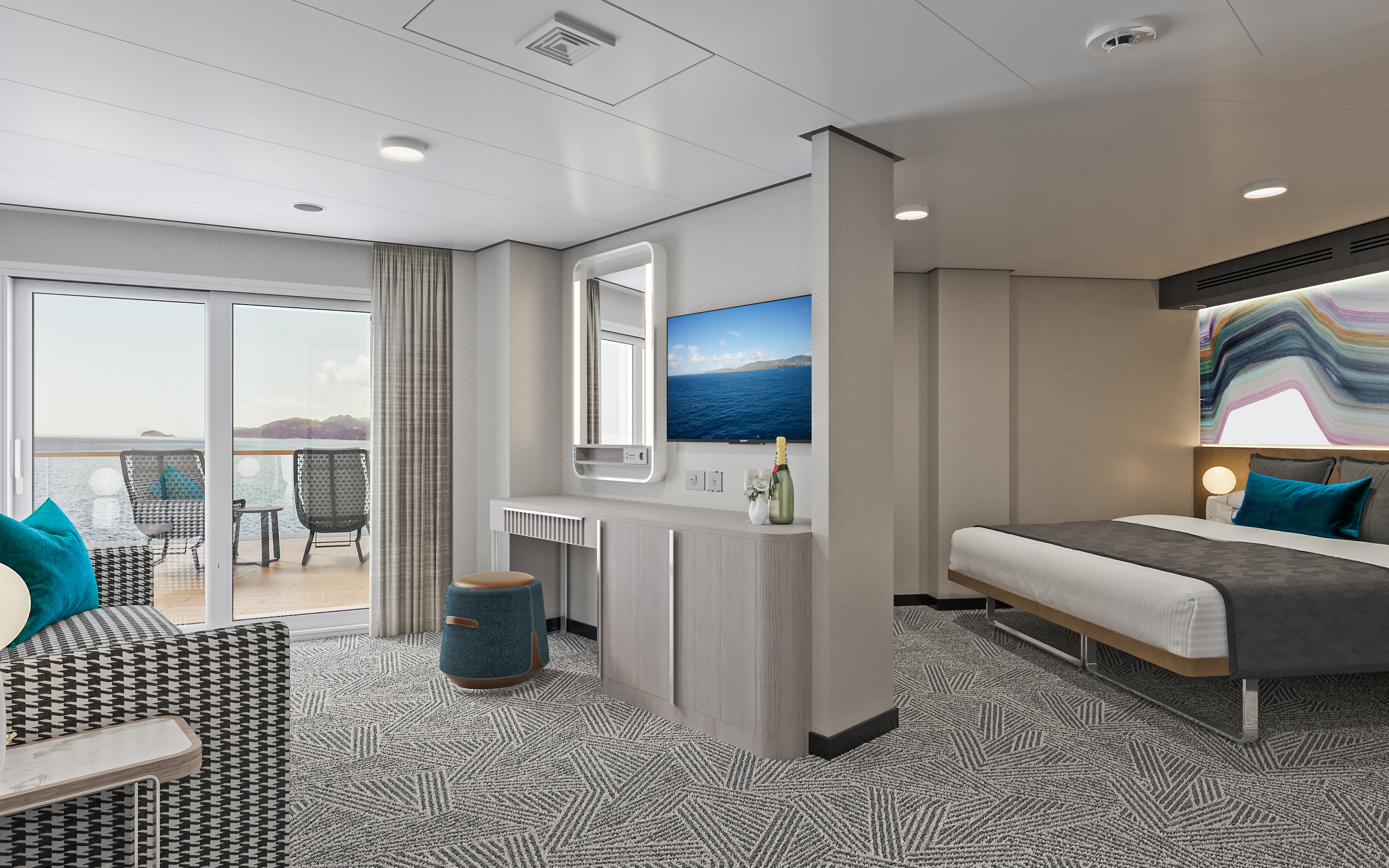 Nach hinten gerichtete Suite mit großem Balkon-[SH]